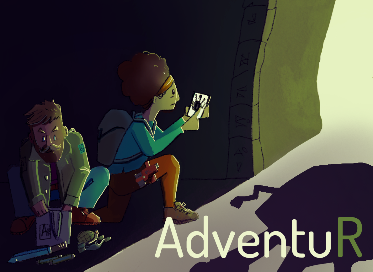 Deux aventuriers, un monstre, un smartphone.